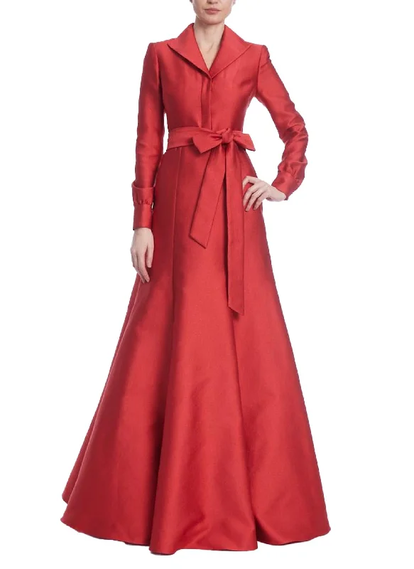 Women's Garments Luxe Coat Dress Gown In Red