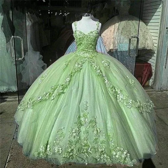 Formal Garments For Women A-Line Green Ball Gown Prom Dresses Formal Evening Gowns      S1071