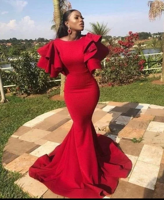 Modern Women's Attire Long Mermaid red dress , long evening dress , women fashion dresses, prom long gown      S1213