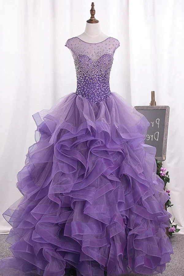 Women's Trendy Attire Tulle Quinceanera Dresses Ball Gown Scoop PYA2FXC4