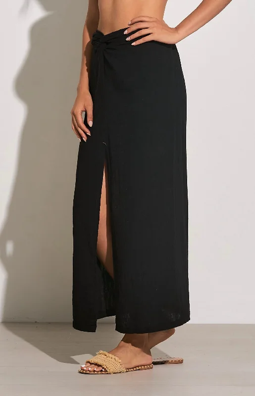 Women's Clothing Online Faux Wrap Maxi Skirt In Black