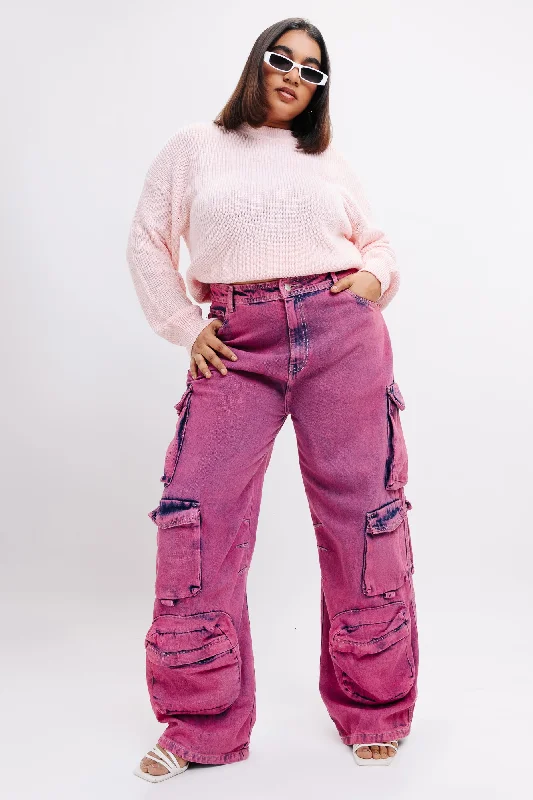 Timeless Women's Apparel Denim Too Pink Utility Cargo