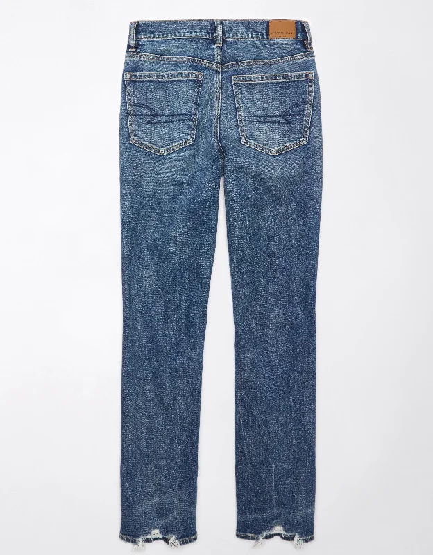 Discount Price AE Stretch Super High-Waisted Ripped Straight Jean