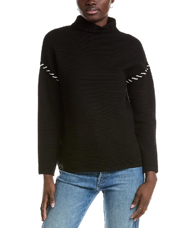 Online Boutiques T Tahari Funnel Neck Ottoman Sweater