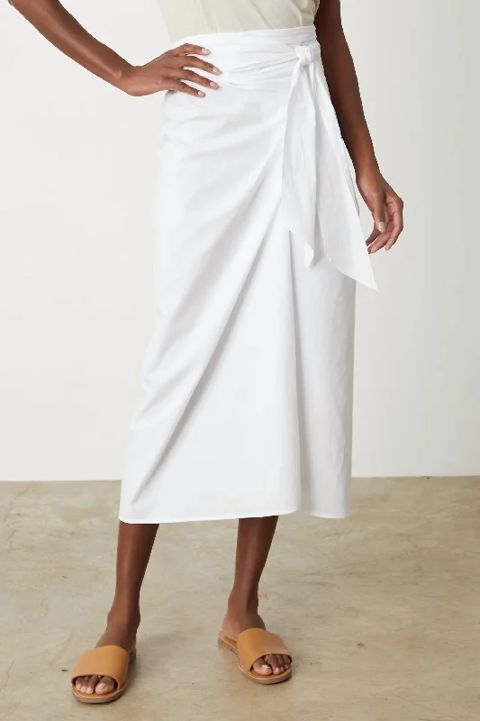 Women's Clothing For Everyday Wear Leena Cotton Tie Front Skirt In White