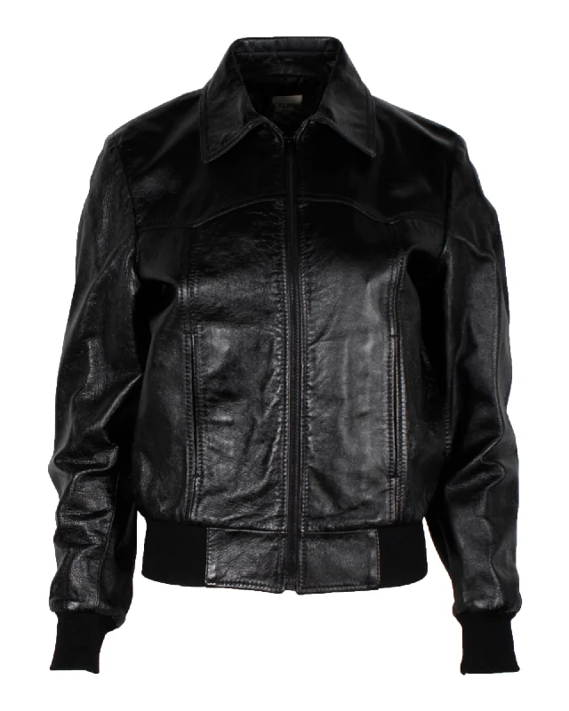 Women's Outerwear for All Weather Conditions Celine Blouson Jacket in Black Lambskin Leather