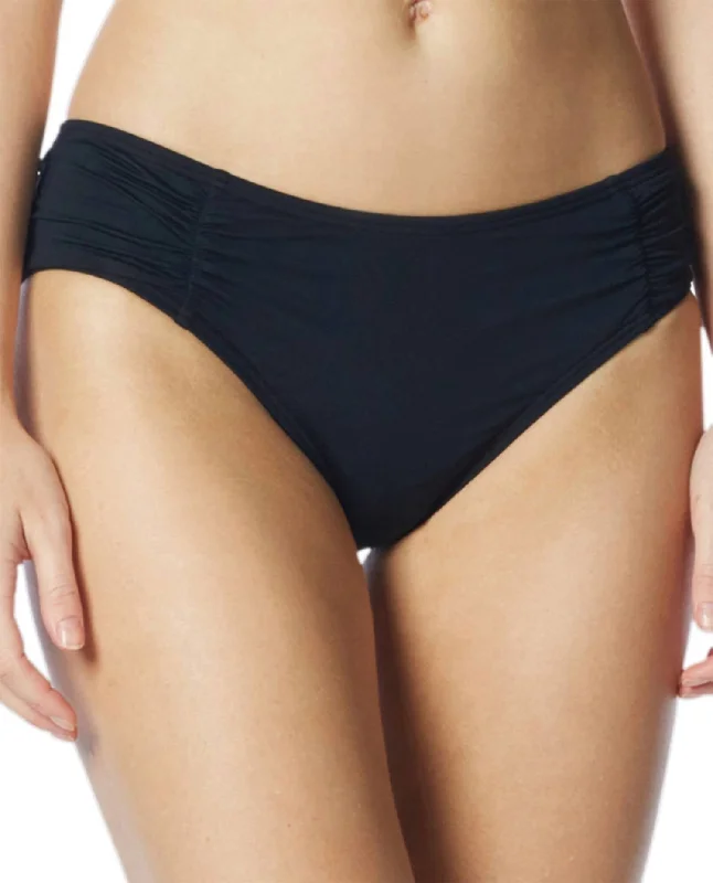 Women's High-Fashion Apparel Side Shirred Bikini Bottom In Coc Black