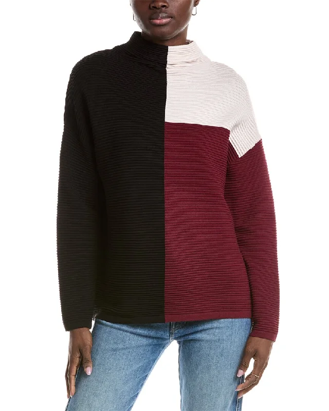 Women Wear Boutique T Tahari Funnel Neck Colorblock Sweater