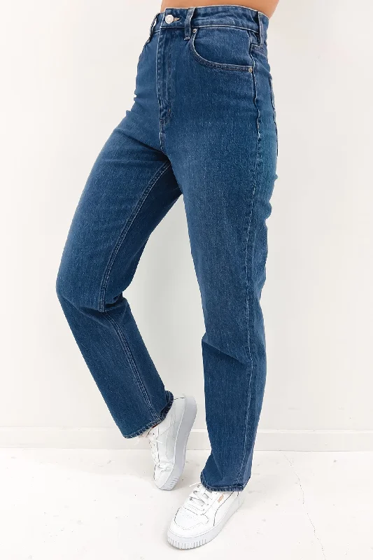 Women's Stylish Vacation Attire High Straight 80 Jean Zenon Blue