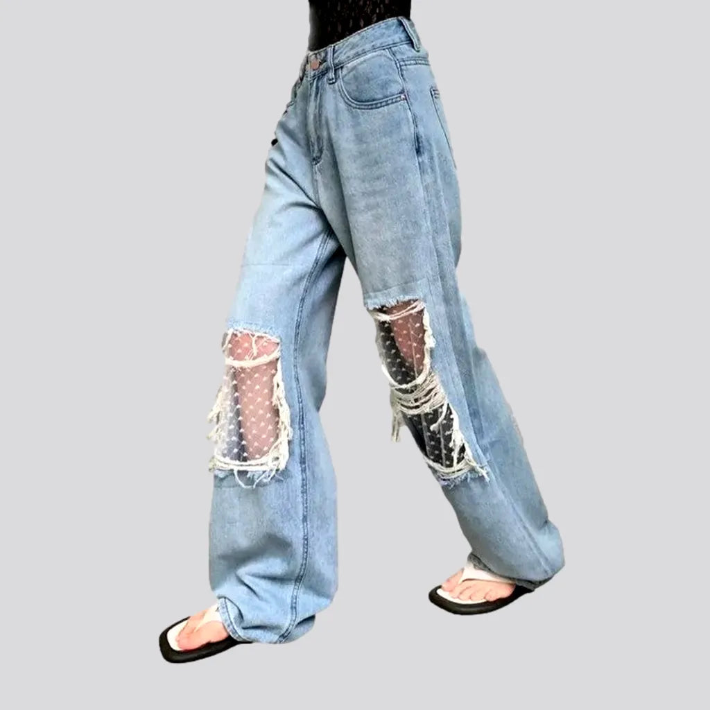 Women's Garments Grunge women's mid-waist jeans