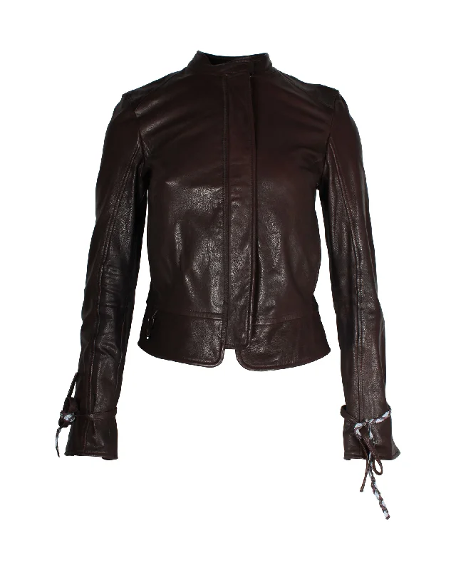 Sale On Clothing Boss Jacket with Braided Details in Brown Leather