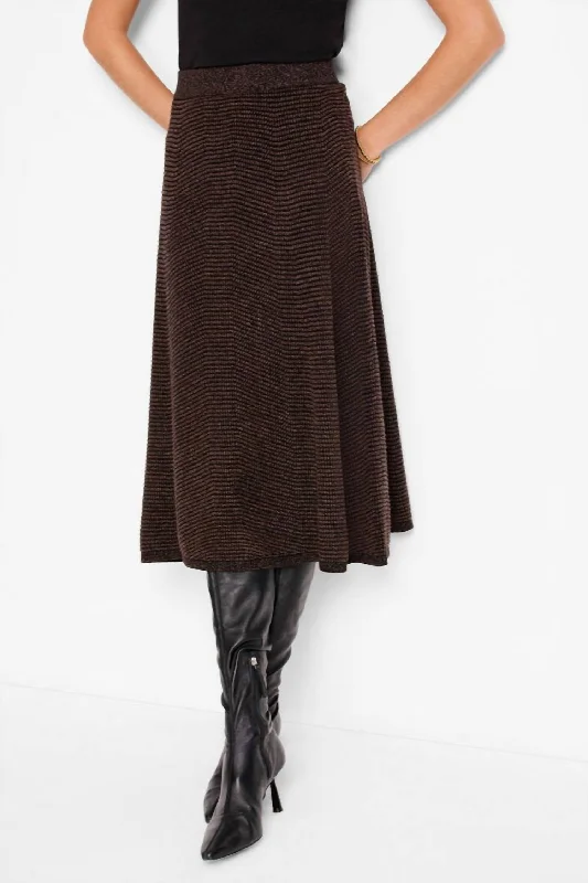 Comfortable Women's Attire Pixel Knit Skirt In Brown Multi