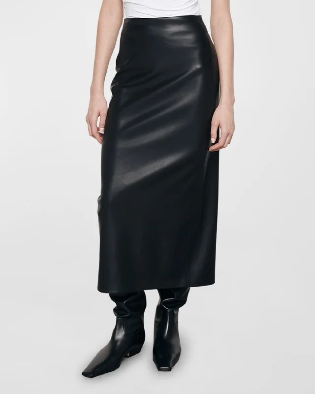 Women's Stylish Professional Garments Ankle-Length Faux Leather Skirt