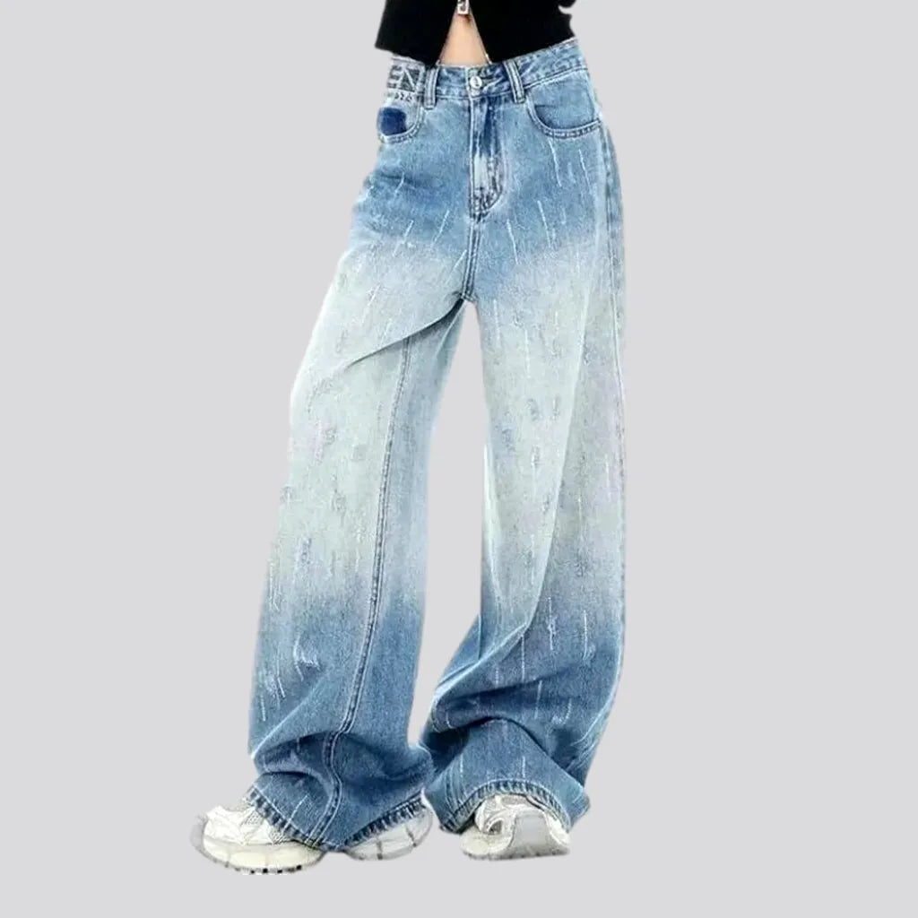 Women's Occasion Wear Apparel Baggy-fit gradient effect women's jeans