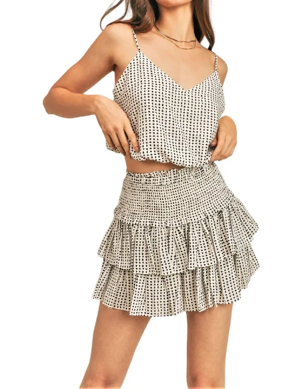 Holiday Special Offers Polka Dot Ruffle Skirt In Black/white