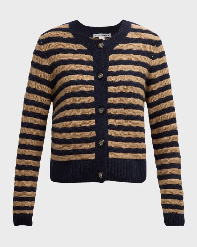 Casual Chic Clothing For Women Striped Cashmere-Wool Cardigan