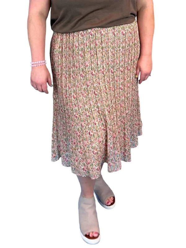 Women's Vintage-Inspired Outfit Juniper Floral Midi Skirt In Multicolor