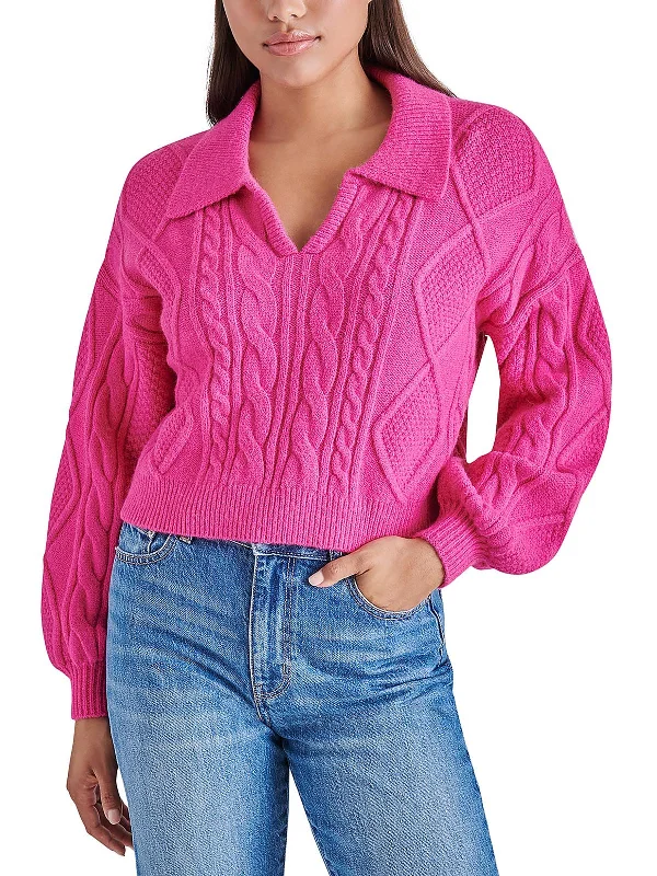 Women's Vacation Clothes Cay Womens Cable Knit Collared Pullover Sweater