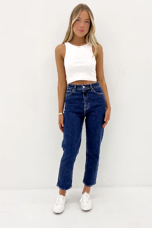 Casual and Comfortable Outfits High Straight Crop Jean Indigo Dream