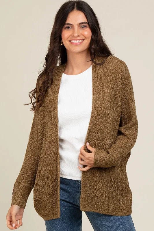 Casual Fashion for Women Olive Knit Open Front Cardigan