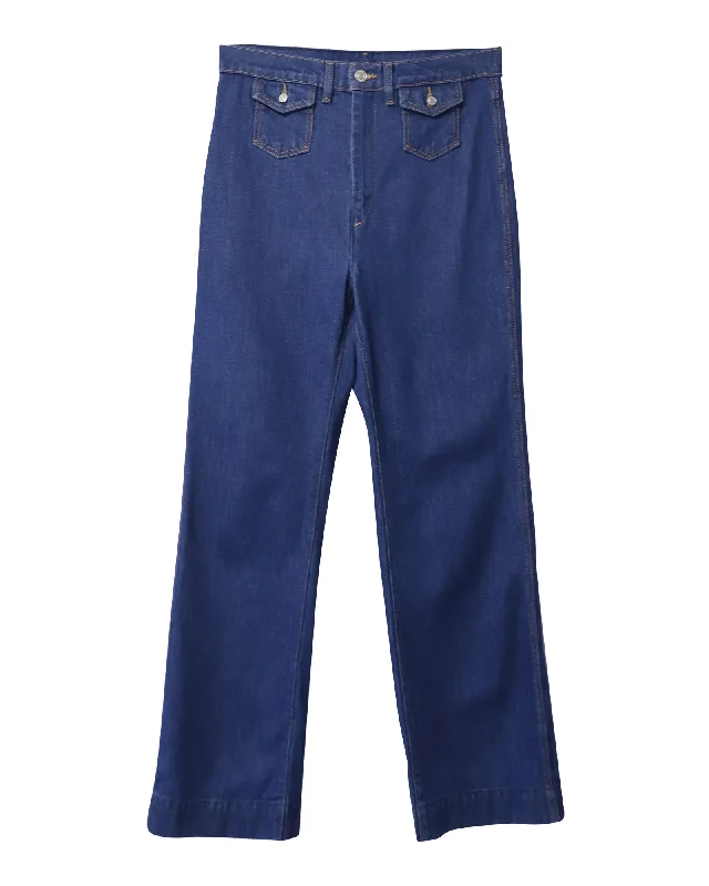 Affordable Women's Clothing Sale Online Re/done Straight Leg Denim Jeans in Blue Cotton