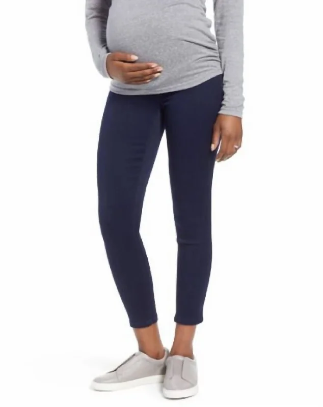 Women's Seasonal Attire Butter Ankle Maternity Pull On Leggings Jeans In Blue