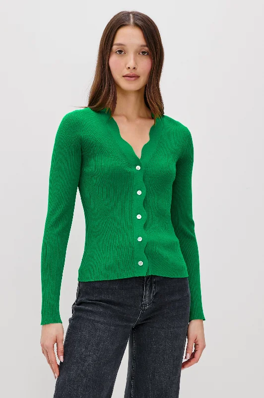 Women's Cozy Winter Attire DITA CARDIGAN - KELLY GREEN