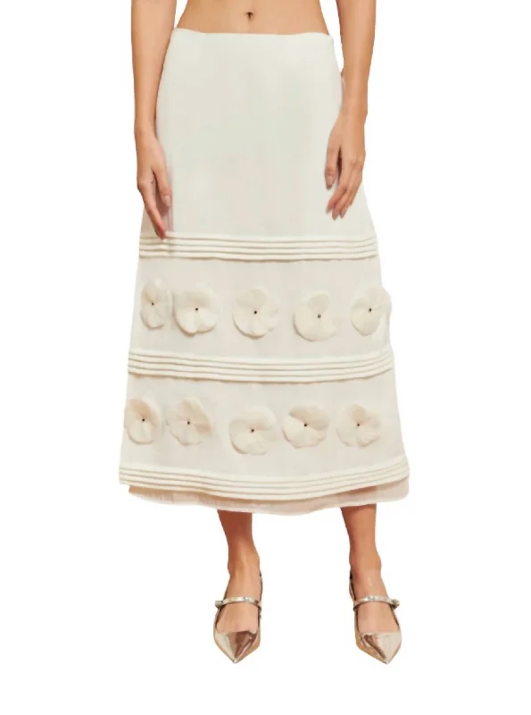 Women's Seasonal Clothes Helena Flower Midi Skirt In White