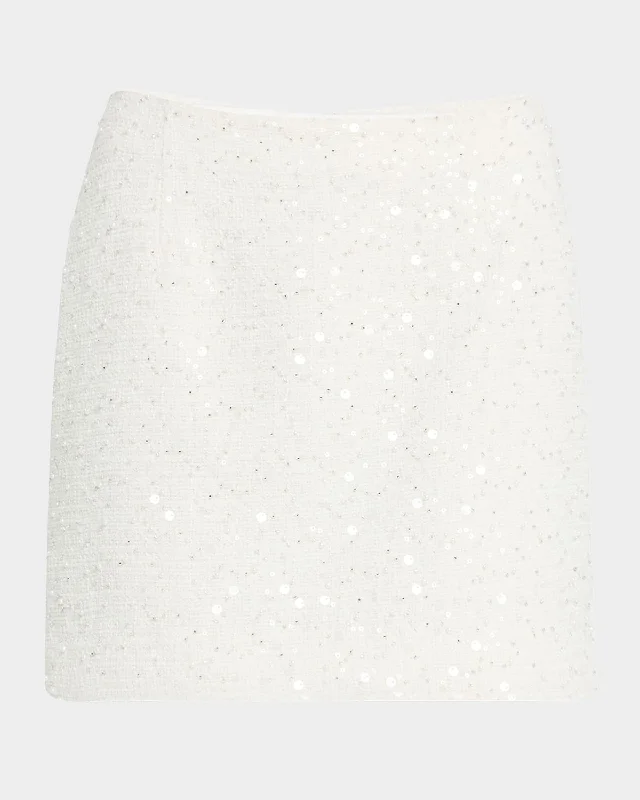 Women's Functional Outdoor Garments Bead & Sequin Tweed Mini Skirt