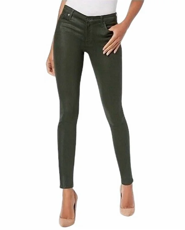 Affordable Women's Attire The Skinny Ankle Coated Shiny Mid Rise Jean In Green