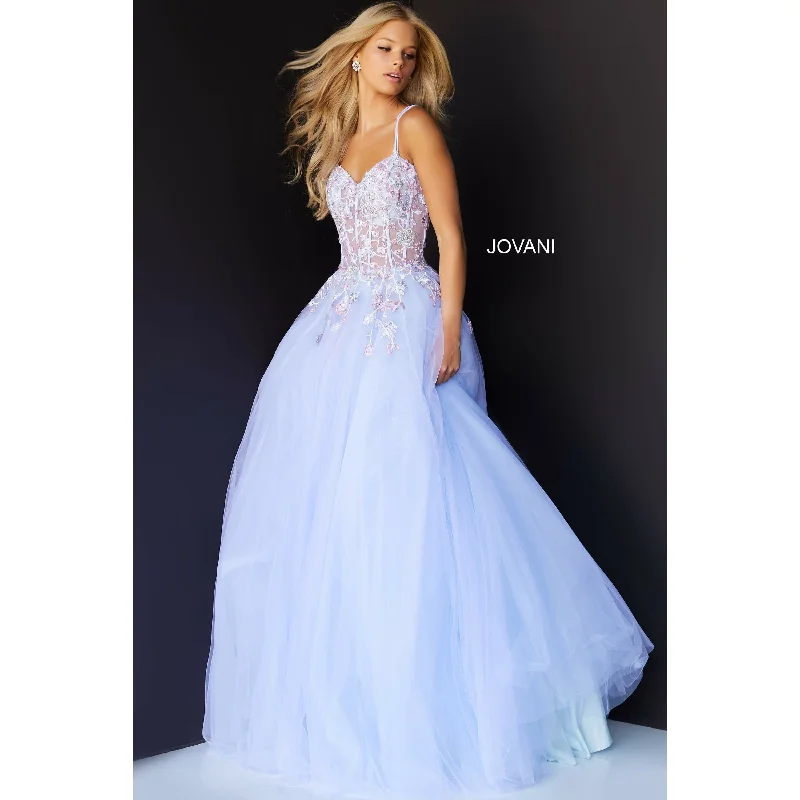 Women's Stylish Professional Apparel Jovani Lilac Floral Bodice Gorgeous Prom Ballgown 06207