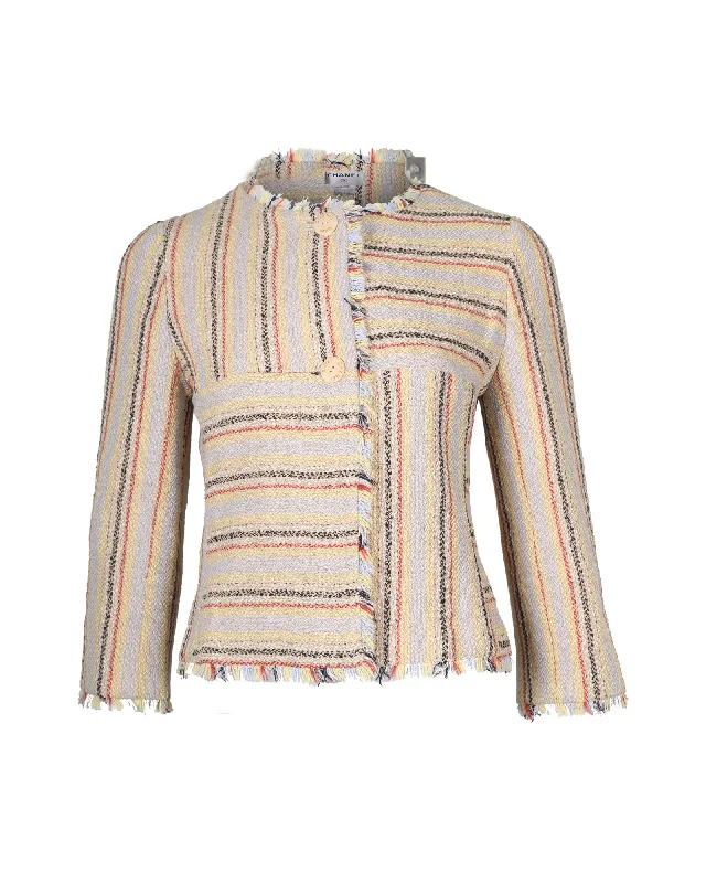 Online Boutique Stores Chanel Vintage 2000 Striped Jacket in Multicolor Wool