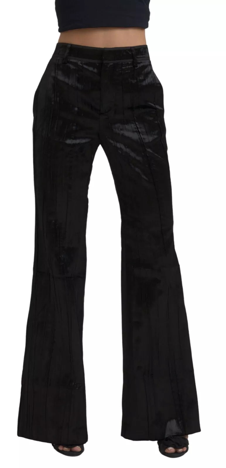 Shop Ladies Clothes Dsqua²  Viscose Super Flare High Waist Women's Pants