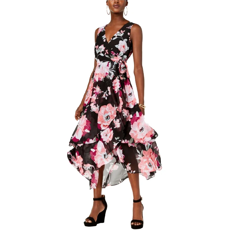 Women's Holiday Apparel I-N-C Womens Floral Ruffled Dress