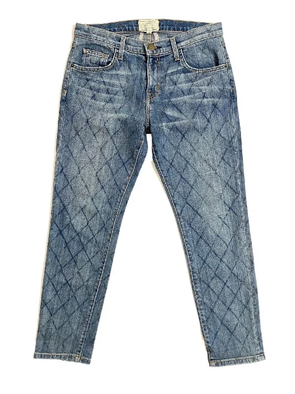 Women's Vacation Attire Women's The Fling Quilted Ankle Relaxed Skinny Jean In Blue