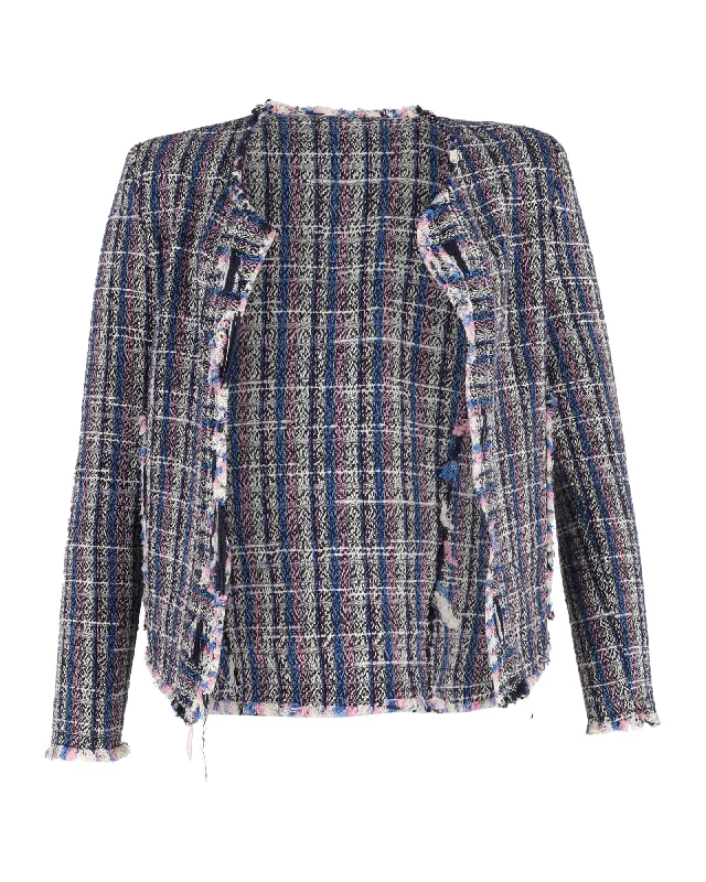 Fashionable Women's Outfit IRO Open Front Jacket in Multicolor Wool