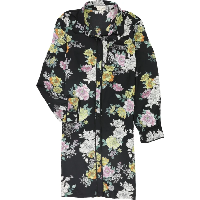 Stylish Women's Outfit maison Jules Womens Floral-Print Shirt Dress, Black, XX-Large