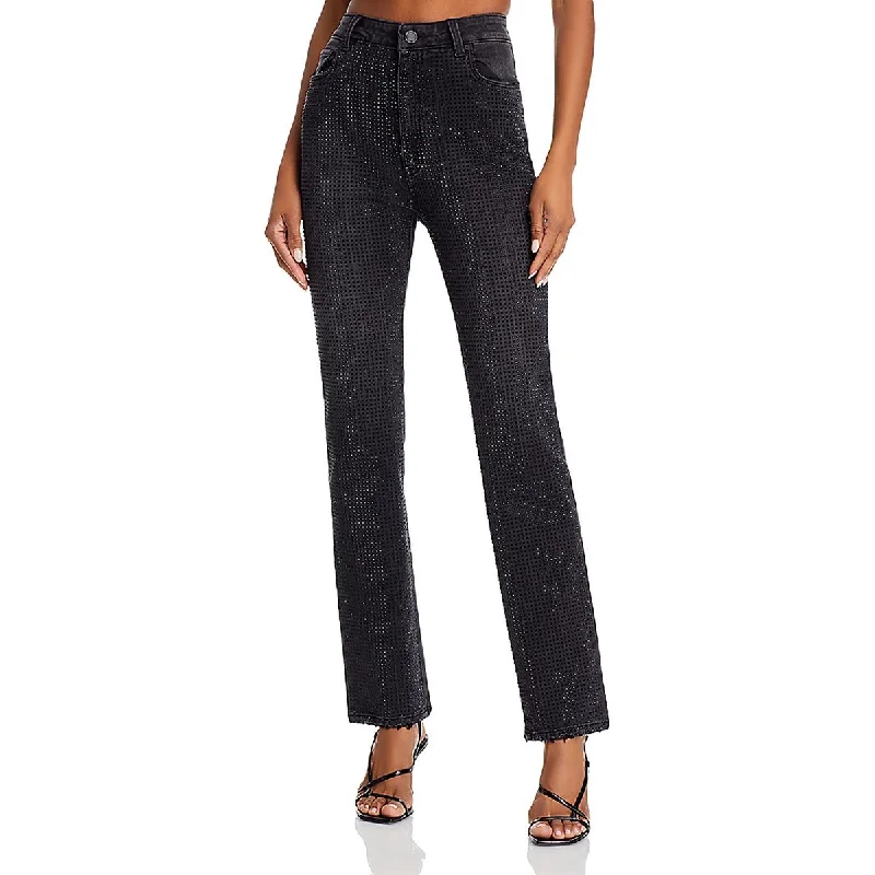 Chic Casual Wardrobe Essentials Womens High Rise Emellished Ankle Jeans